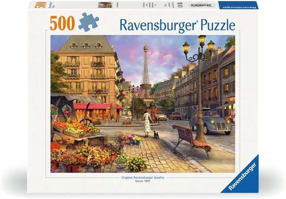 Ravensburger 500 Piece Puzzle - Walk Through Paris for Adults & Kids 10+, 49.3 x 36.2 cm, City Motif, Intermediate Skill Level