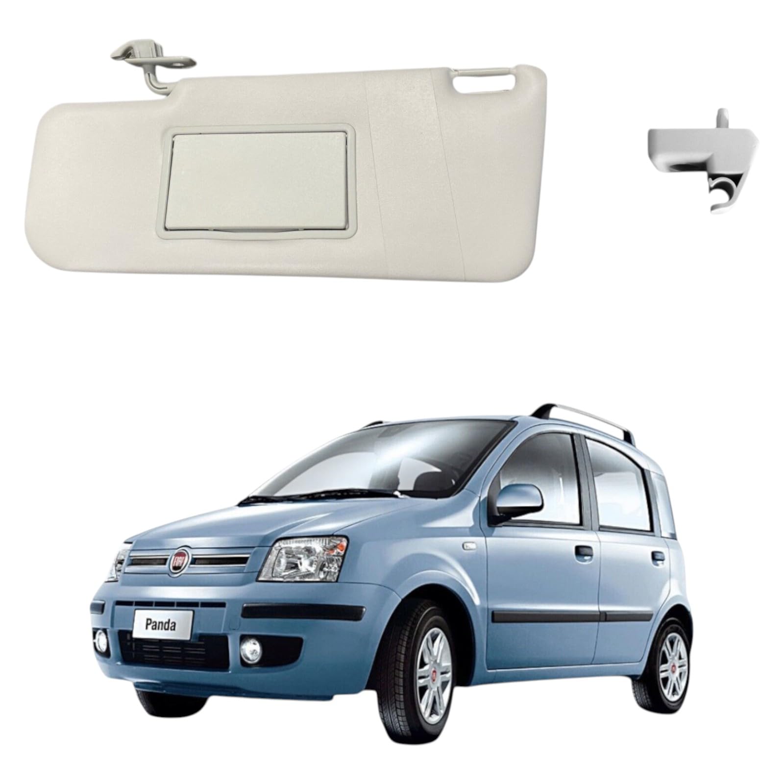 Set Pantina Parasole + Gancio Adatto per PANDA 169 dal 2003 in poi - Compatibile, Non Originale (Sinistra - Lato Guida)