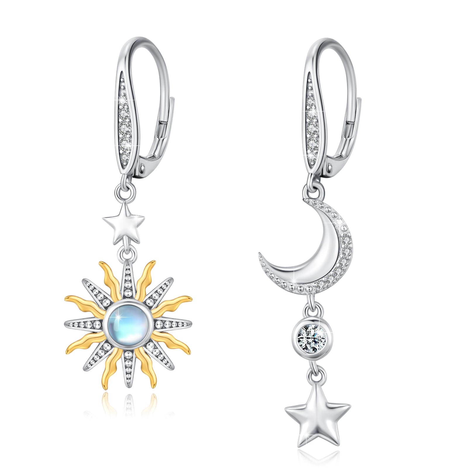 REDSUN 925 Sterling Silber Stern Ohrringe Damen Achtzackige