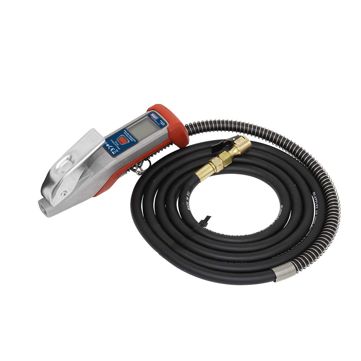 Sealey SA375 Digital Tyre Inflator with 2.7M Hose & Clip-On Connector