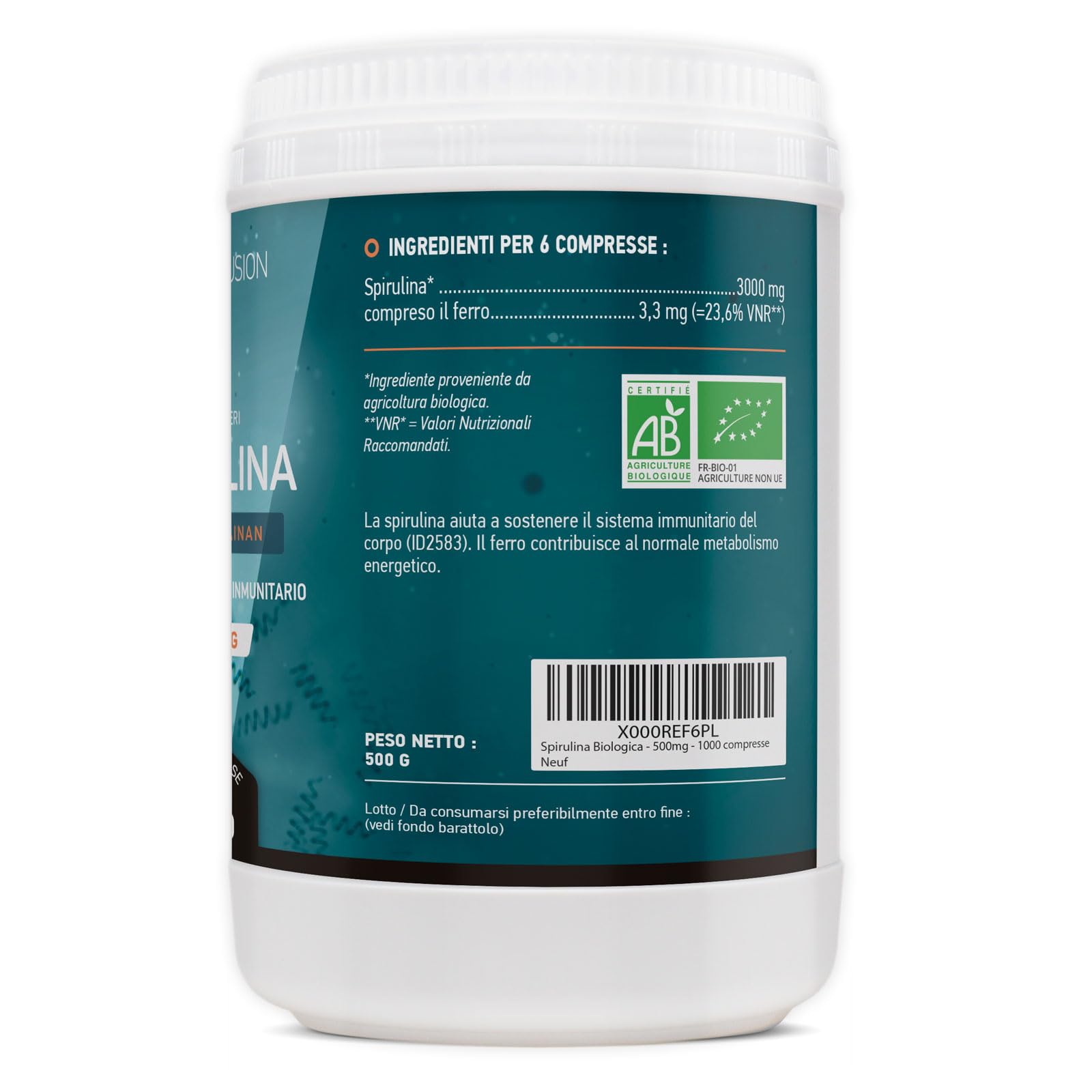 Spirulina Biologica 500mg - 1000 compresse - GPH Diffusion