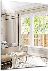 Espelho Decorativo Retangular 60X40cm Ladipado 4mm de Espessura com KIT Instalação para Parede Sala Quarto e Banheiro