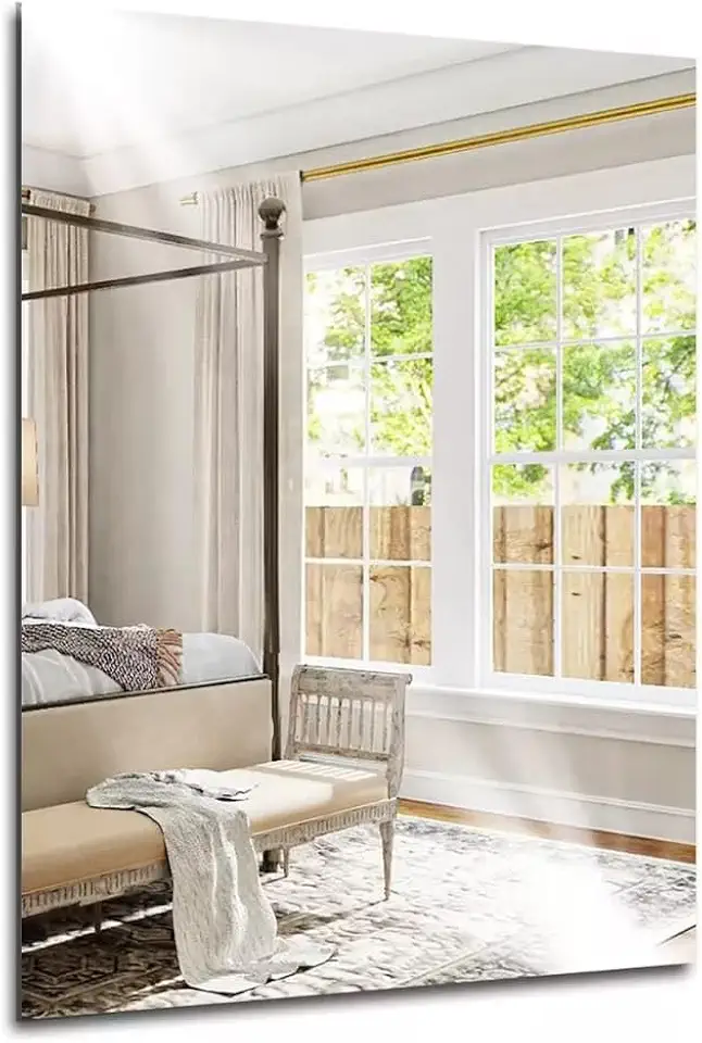 Espelho Decorativo Retangular 60X40cm Ladipado 4mm de Espessura com KIT Instalação para Parede Sala Quarto e Banheiro