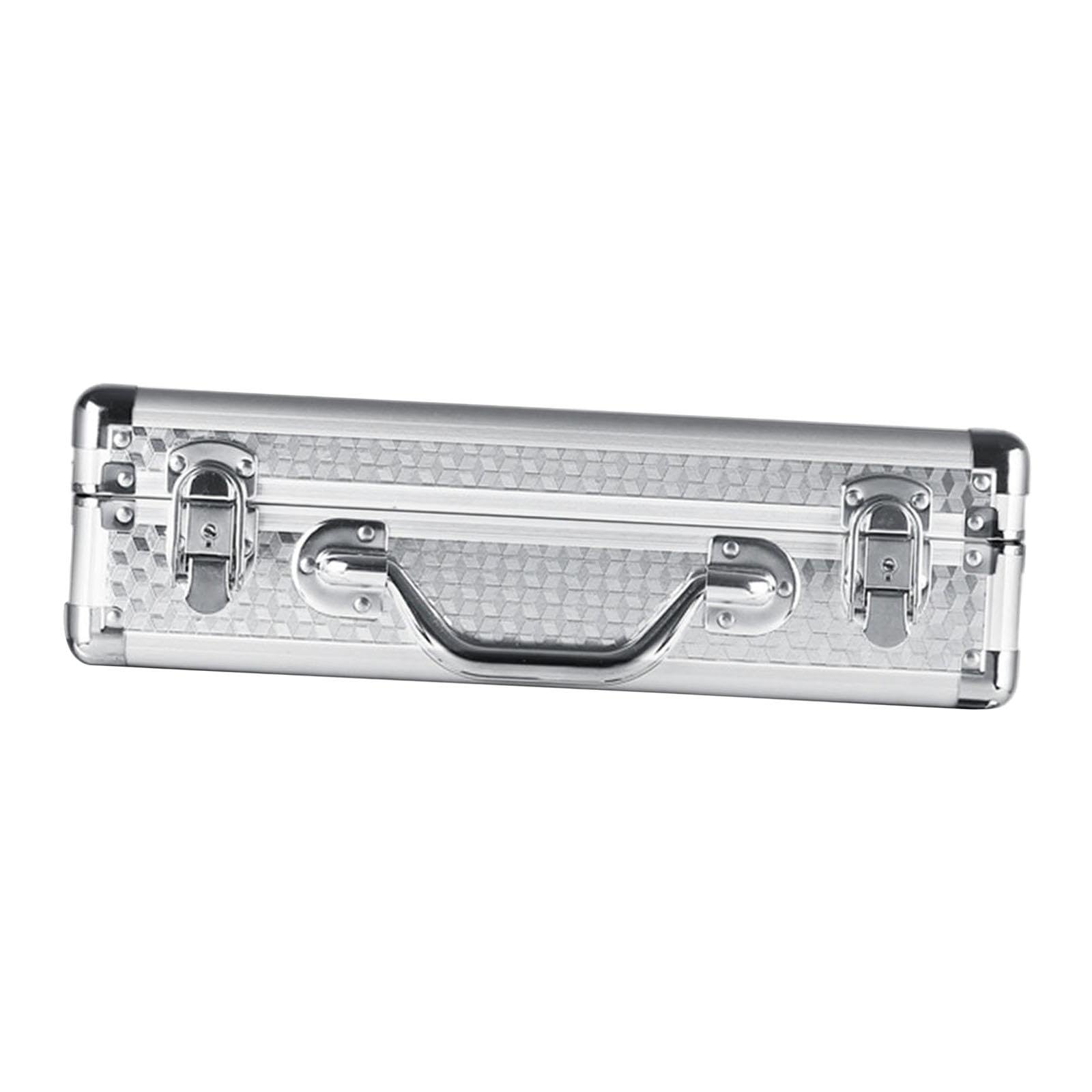 Caja de Herramientas Aluminio Aleación Estuche Portátil Cerradura Interior Suave Organizador Adecuado para Oficina Taller Transporte, con Llave, XL Y Plata