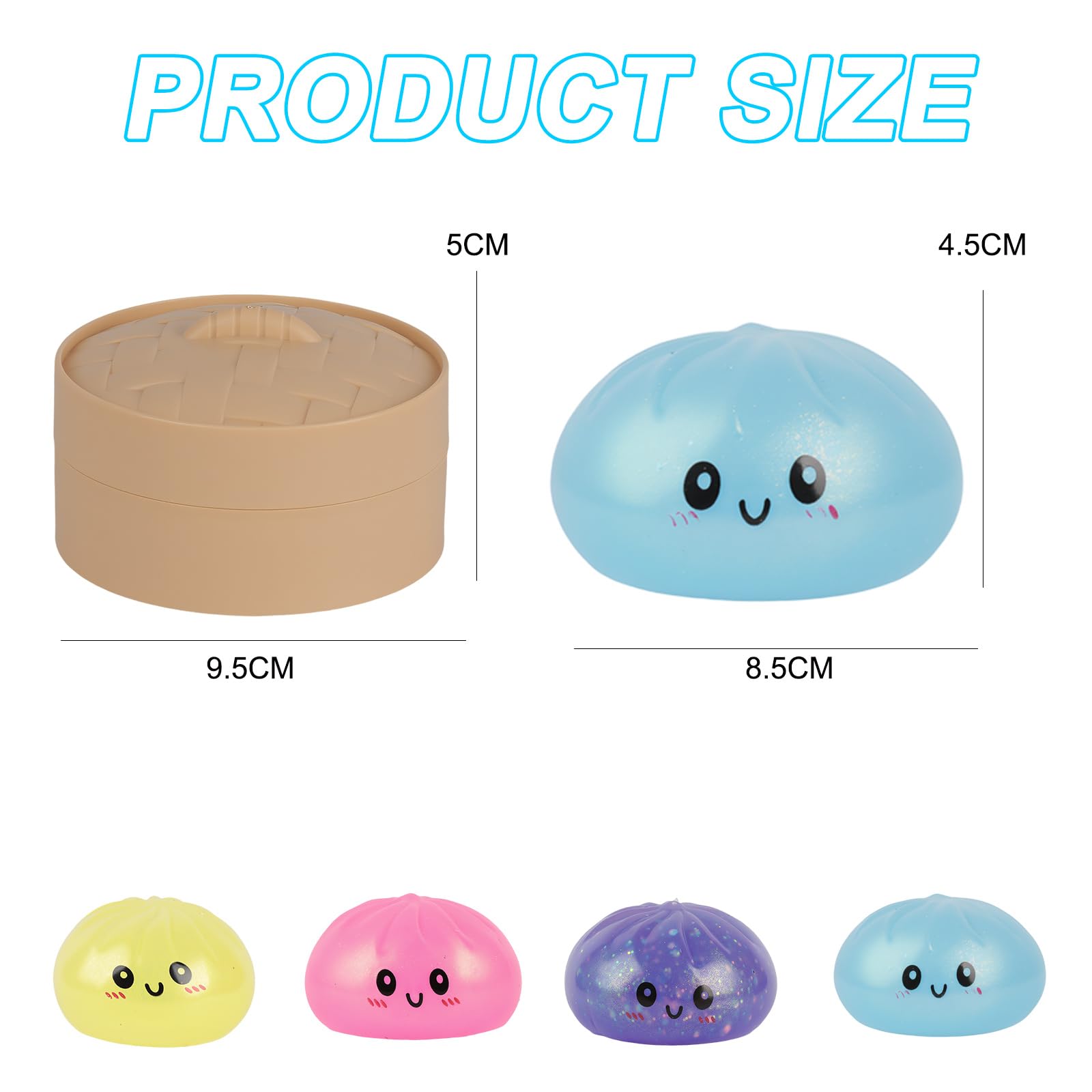 Mystery Dumplings Squishy with Steamer, Random Squishy Dumpling Mystery Glitter Dumpling Squishies, Dumplings Squishy Toy - Image 2
