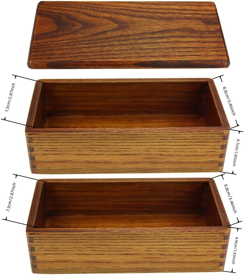 AOOSY Wood Bento Box, Lunch boxes, Japanese Traditional Natural Square Wooden Lunch Containers Women's Men's Adult Wood Bento Box with Spoon Fork kit - Image 2