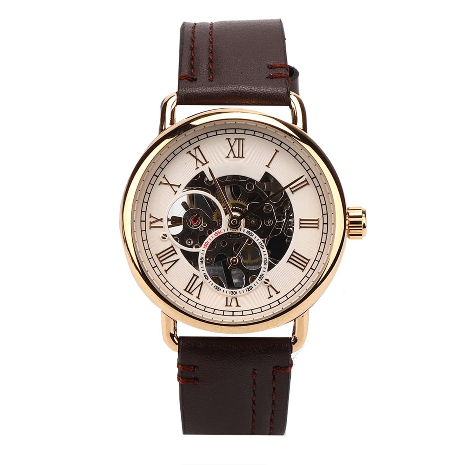Annadue Orologio Meccanico a Scheletro per Uomo, Acciaio Inossidabile 46mm