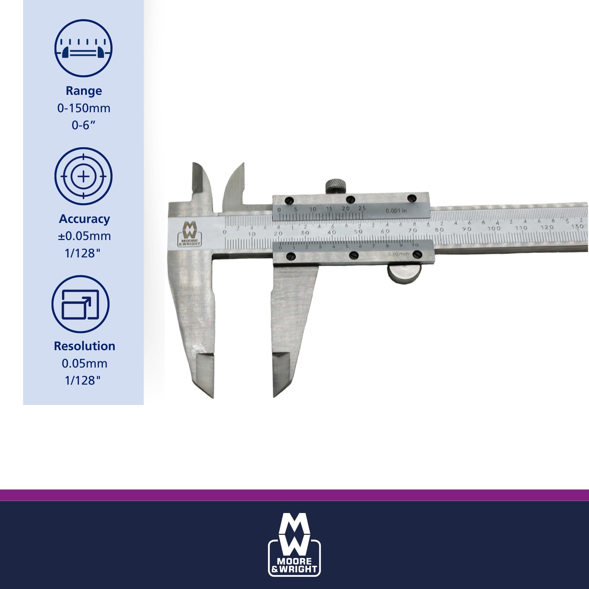 Moore & Wright MW100-15BI suwmiarka warsztatowa, zakres 0 mm-150 mm/0"-6"
