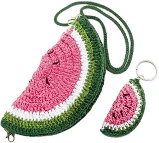 GOPI HANDICRAFT Handmade Crochet Watermelon Sunglass Holder Pouch with Matching Keychain – Soft Yarn Eyeglass Case & Cute ... Price In India