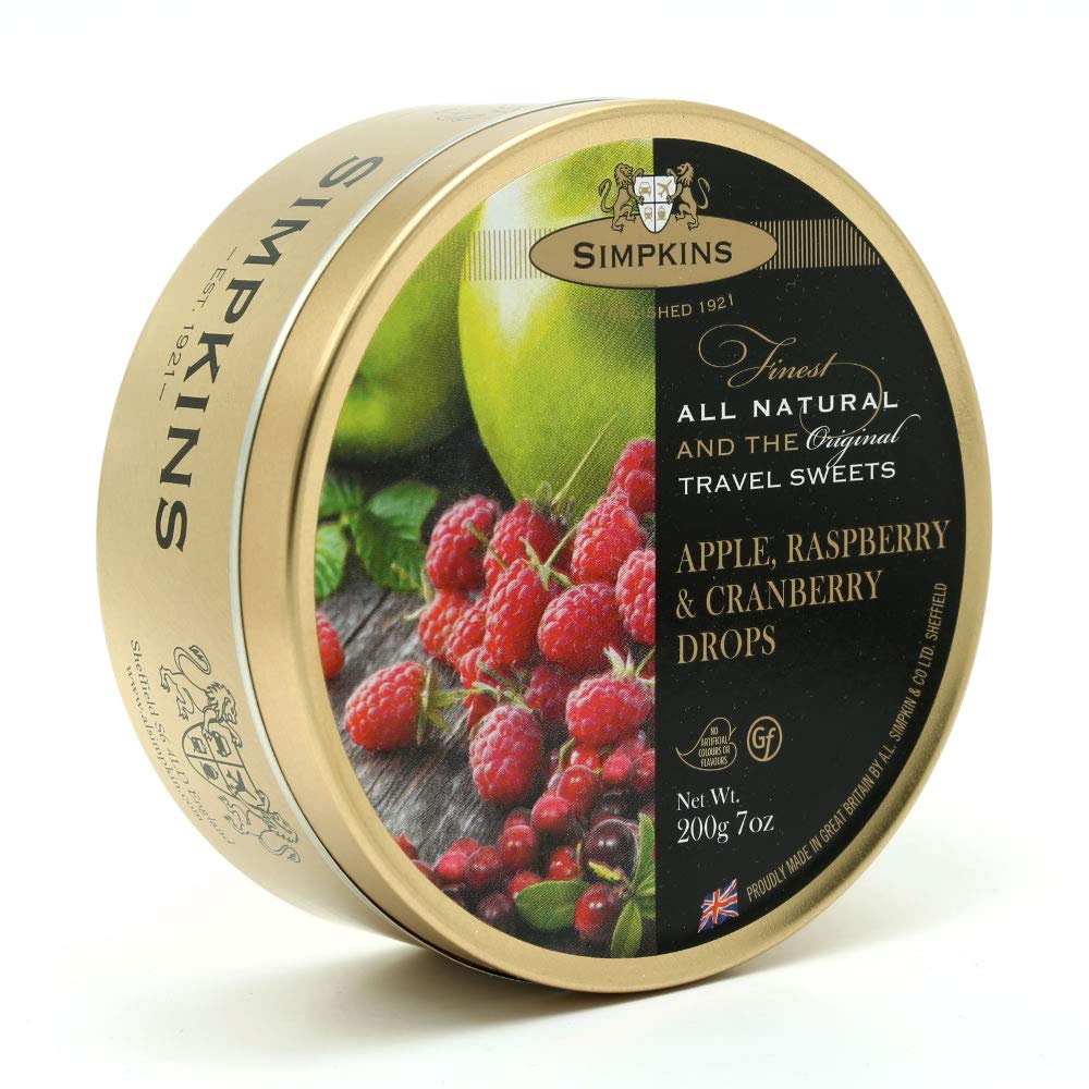 Simpkins Apple Rasp & Cranberry Drops (Economy Case Pack) 7 Oz Tin (Pack of 6)
