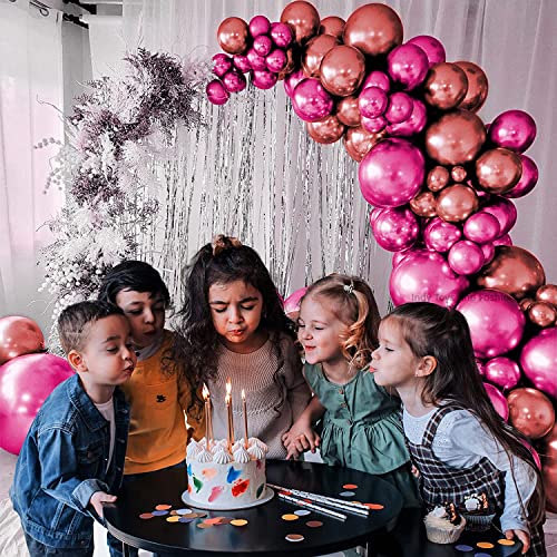Image of Just Party 25Pcs Rose Gold & 25Pcs Pink Metallic Chrome Balloons with Shiny Surface For Birthdays /Anniversary /Engagement /Baby Shower /bachelorette Party Decorations (Pack of 50)