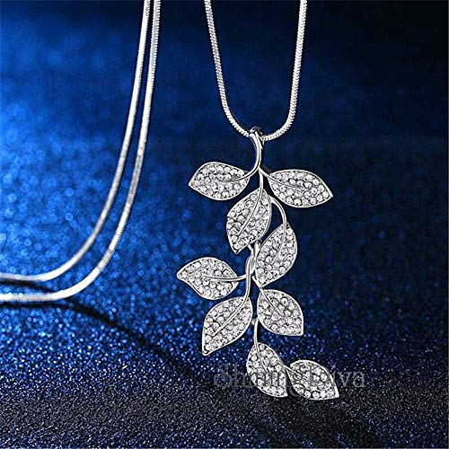 Image of Shining Diva Fashion Crystal Flower Stylish Long Chain Pendant Necklace for Women and Girls