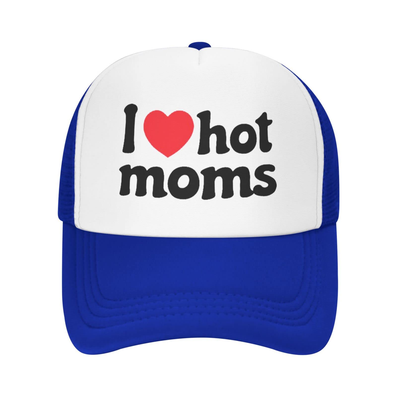 ATOurDealss I Love Hot Moms Casquette Sun Caps Fishing Hat WomenHat Dad Hat Adjustable Dad Hat Unisex Blue