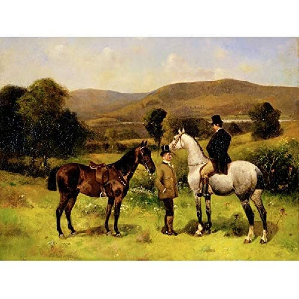 Artery8 Leighton Two Horses And Riders 1883 Painting Art Print Canvas Premium Wall Decor Poster Mural
