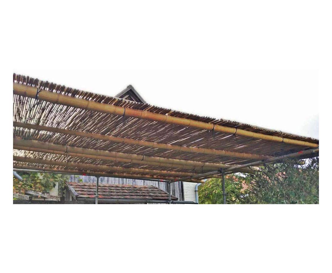 12er Set Bambusrohr 300cm mit 2,8-3,5cm Durchmesser gelblich gebleicht 3m lang (BAYS3003) von bambus-discount.com