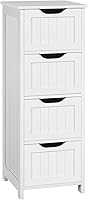 Yaheetech Slim 4-Drawer White Bathroom Floor Cabinet - Narrow Free-Standing Storage Organizer for Small Spaces