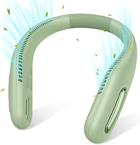 MILPROX Ventilador de cuello portátil F4, mini ventiladores personales recargables sin aspas, 3 velocidades, 70 salidas de aire, ventilador de