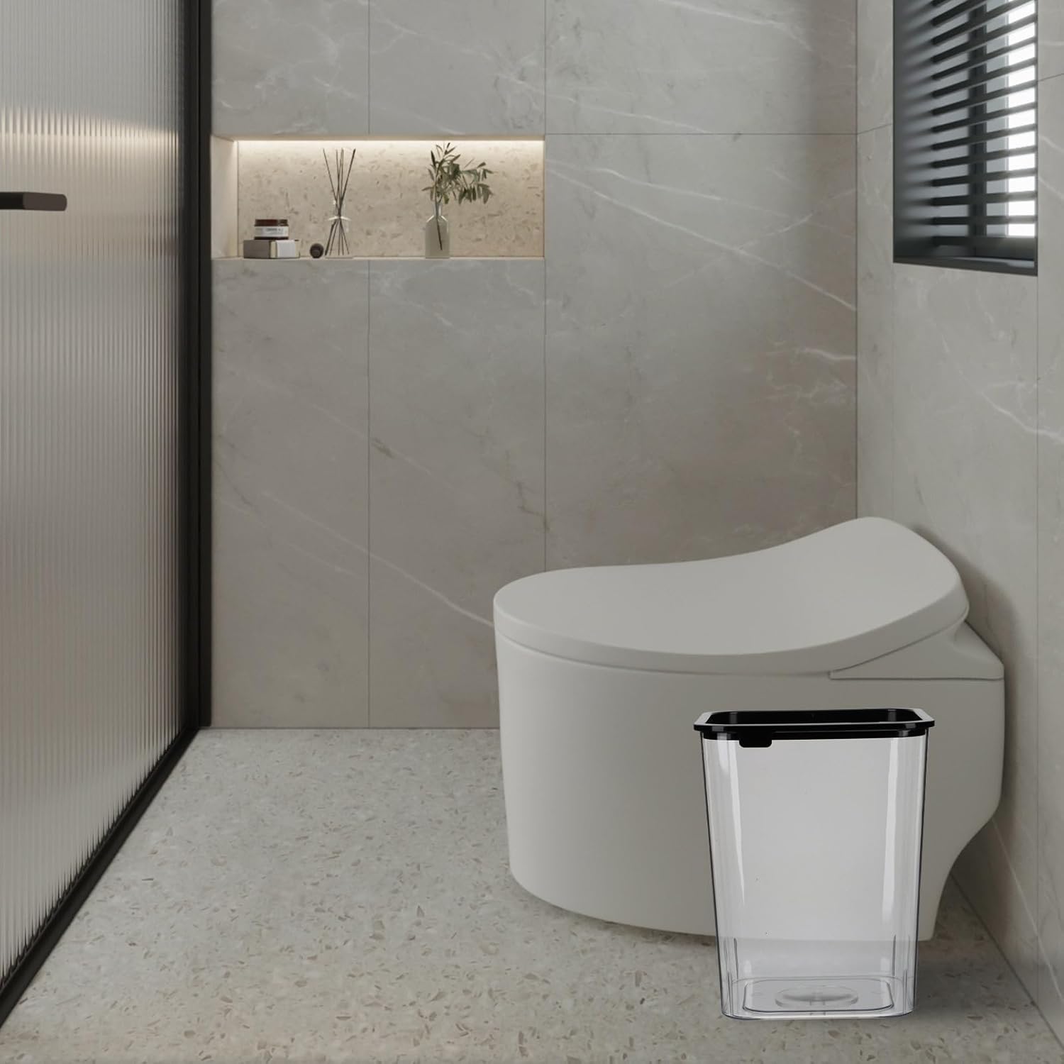 VALICLUD Square Wastebasket 15l Plastic Trash Can Lidless Garbage Bin for Bedroom Bathroom Office Storage and Organization