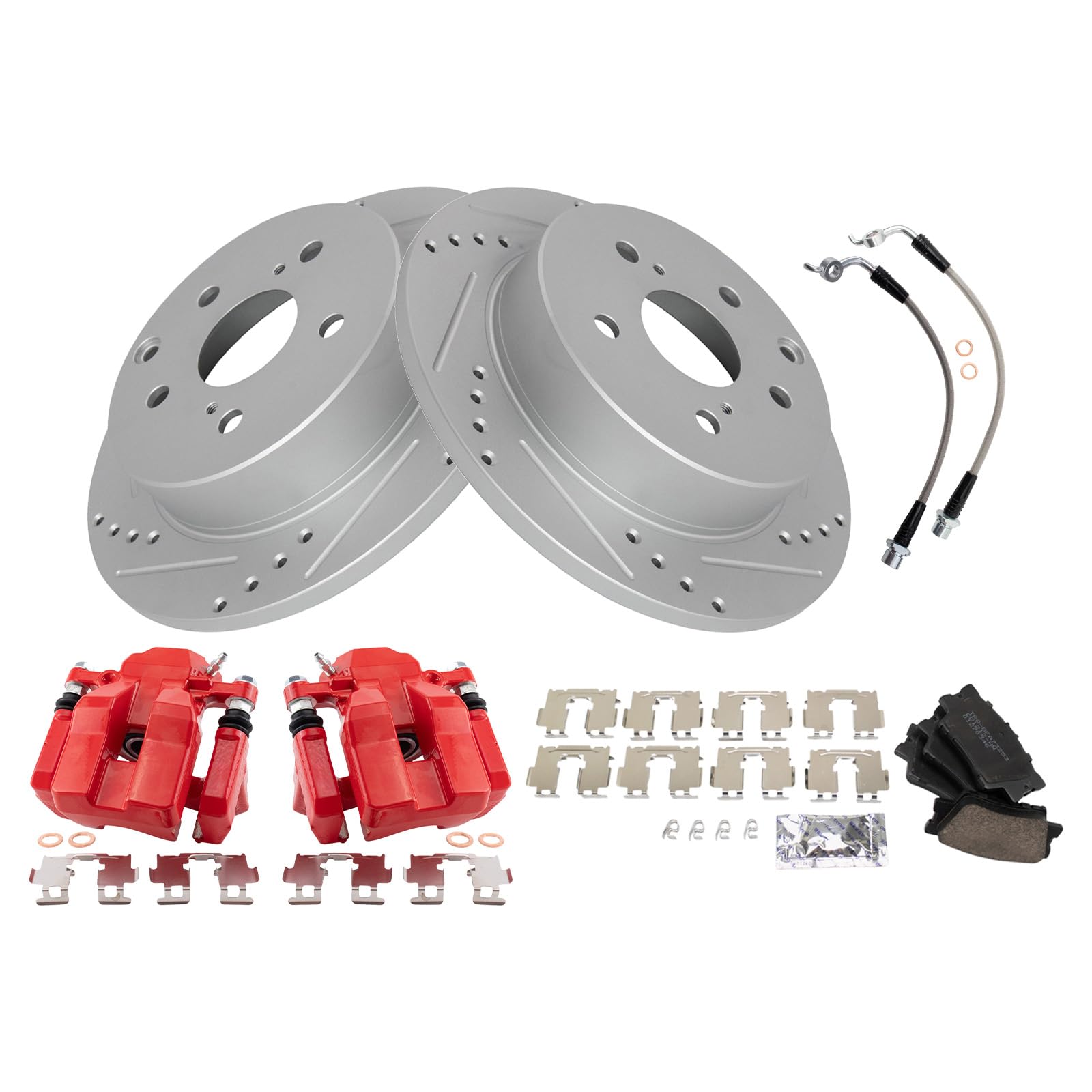 ゆゆ TRQ Rear Performance Brake Pad & Rotor Kit Brake Caliper
