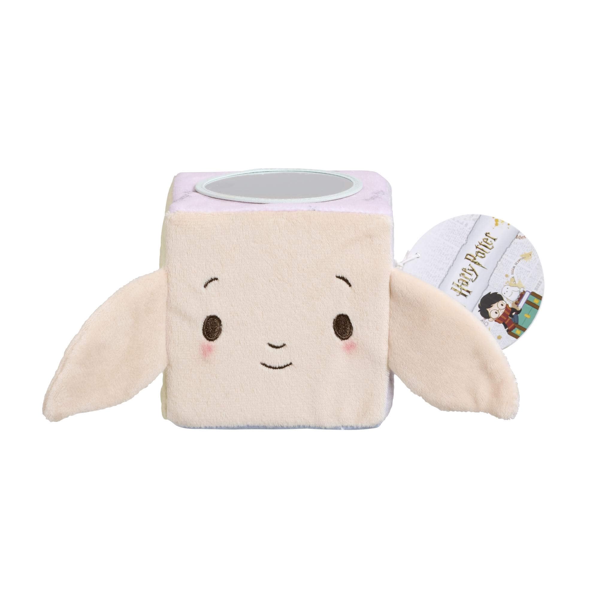 Rainbow Designs Harry Potter Activity Cube - Soft Plush Toy Busy Cube with Crinkle Sounds, Mirror & Textures - 10cm Sensory Toy for Babies from Birth with Dobby, Hedwig & Harry Characters