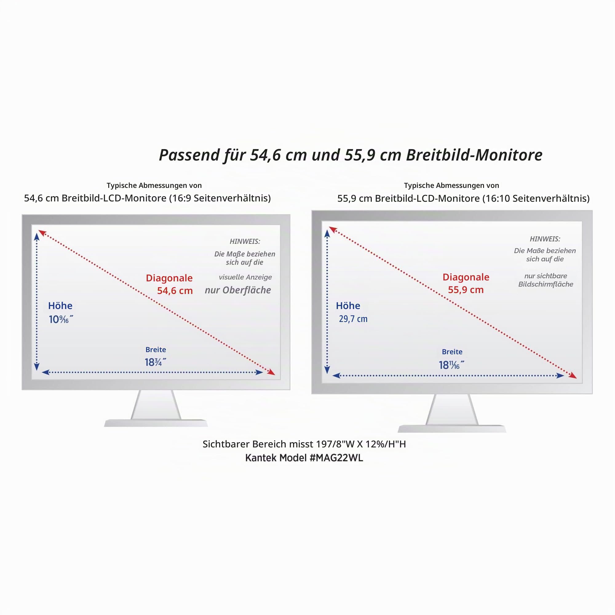 Kantek Maxview MAG22WL LCD-Monitor-Lupenfilter für 21,5 Zoll und 55,9 cm Breitbild-Monitore (diagonal gemessen)
