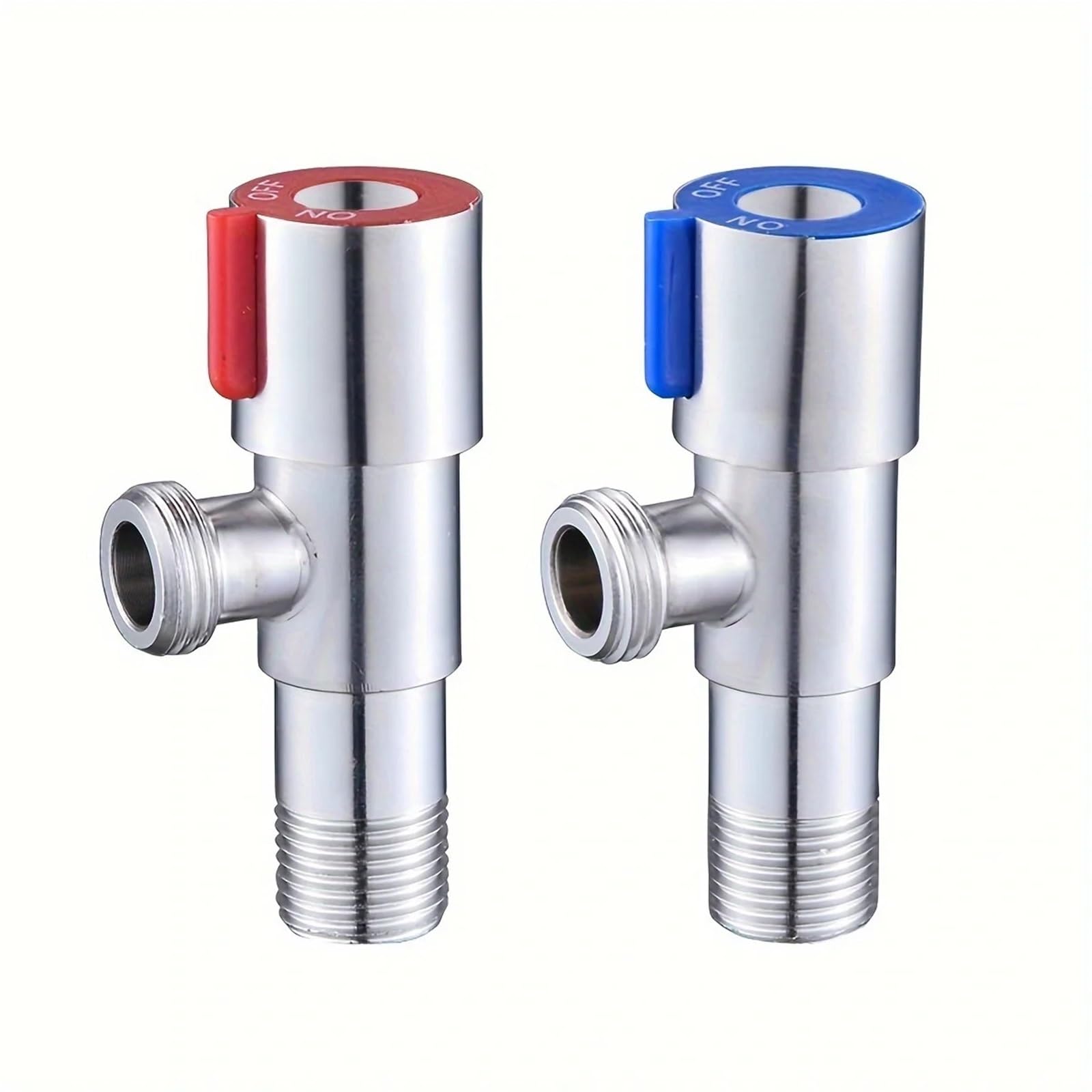 Válvula de ángulo for grifo, válvula frío y caliente acero inoxidable, parada agua for inodoro, interruptor triangular, 2 uds para bafieras y duchas(Red)