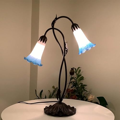 Miniatura 4 de Bieye LS04 Lily Flower Soplado Cristal Lámpara Pantalla Reemplazo (azul)