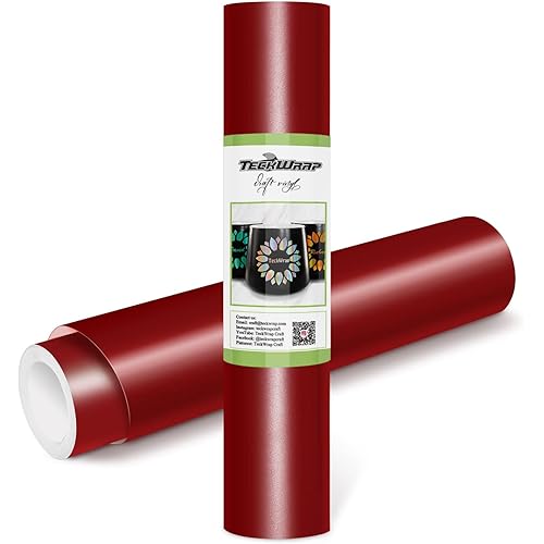 TECKWRAP Permanent Adhesive Vinyl 12" x 10ft, Matte Wine Red