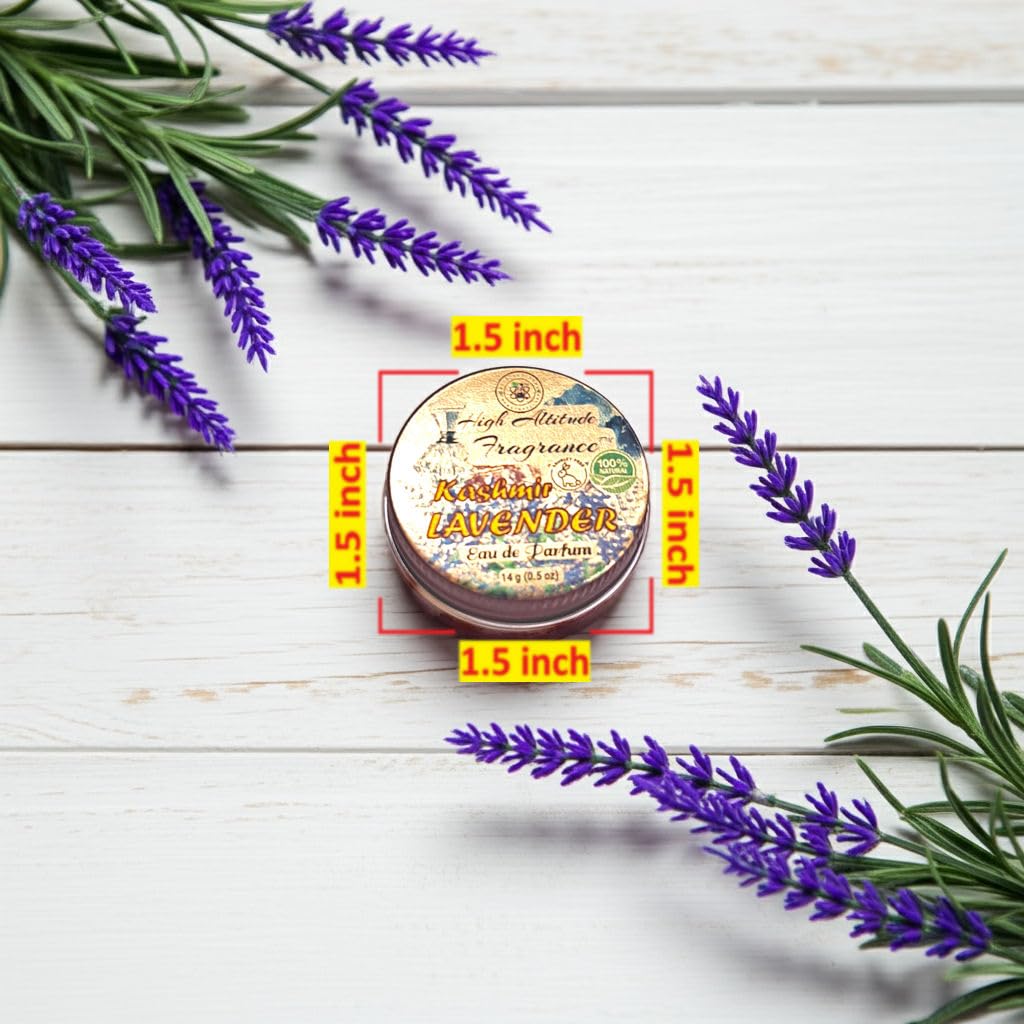 Kashmir LAVENDER Perfume - Eau de Parfum - Solid Balm - Natural Essential Oils Aromatherapy Fragrance- (Lavandula Angustifolia, Hyacinth, Violets, Heliotrope, Labdanum) Travel Size, Party Gifts -0.5oz - Image 6