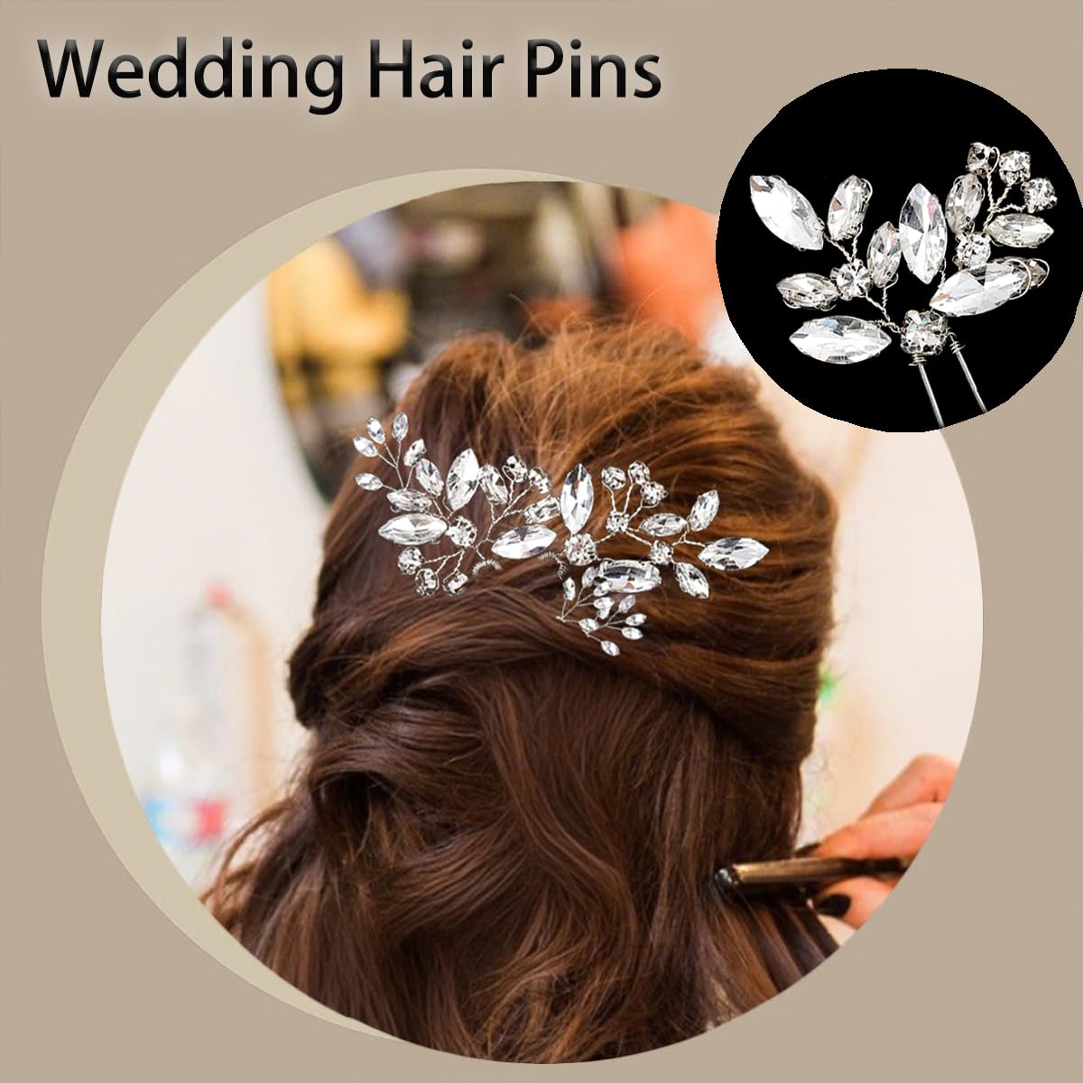 Set di 10 forcine per capelli da sposa, in argento, con strass, squisiti stili di cristallo, per matrimoni, feste, damigelle d'onore, ragazze