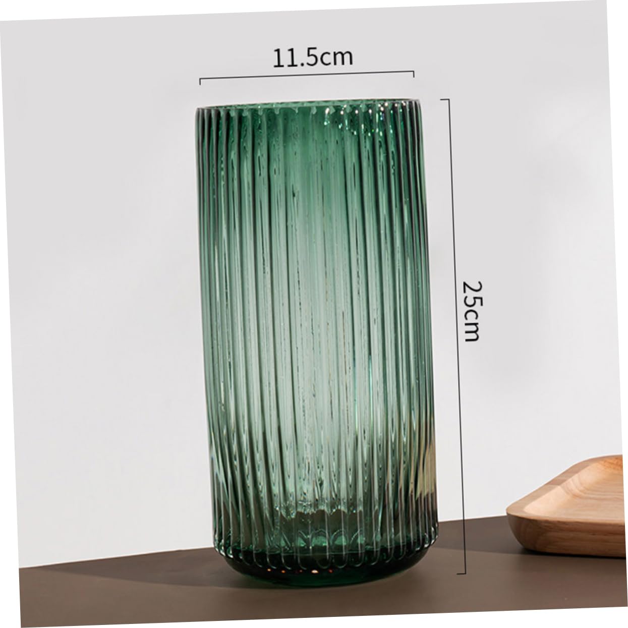 Sosoport Jarrón de Forma de Columna Diseño Sencillo de Estilo Nórdico para Arreglos de Flores Salón Talla Rayas Verticales Inspiradas Romano Jarrón de Vidrio para Plantas Acuáticas o Secas