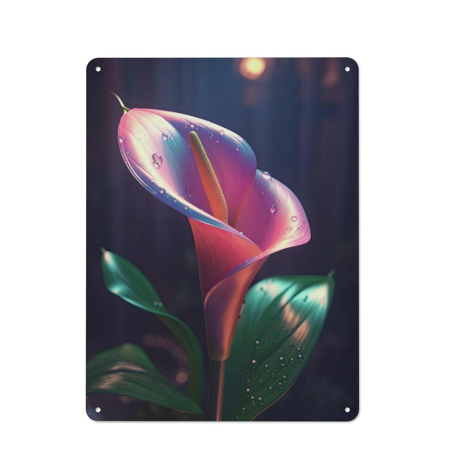 Junmoney Luminous Lily Tin Sign 40X30cm For Workshop Wall, Rustic Wall Decor, Suited To Workshop Decor Fans