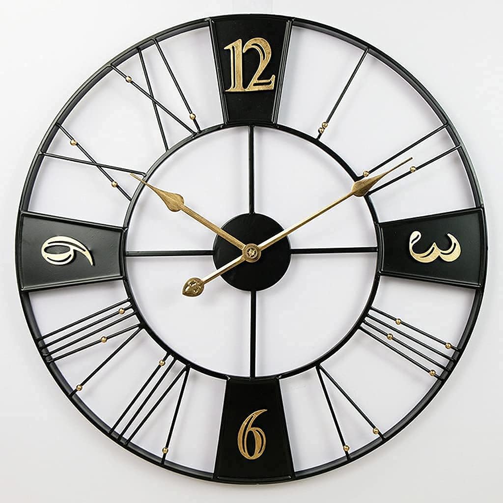 Retro Wall Clock， Outdoor Waterproof Wrought Iron Industrial Creative Home Digital Clock， Garden Restaurant Bar Decoration