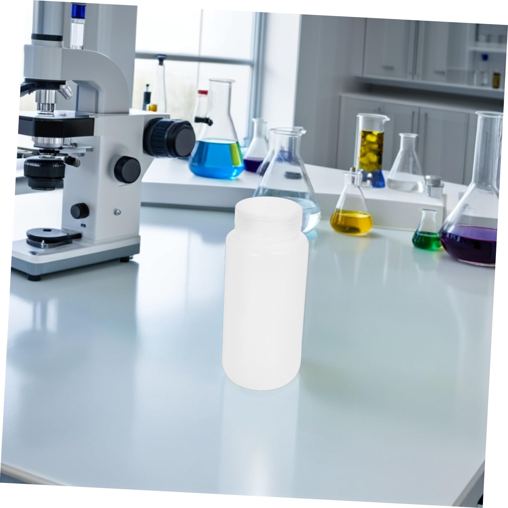 Botella de Laboratorio de Plástico de Boca Ancha 500ml Color Blanco 6 Pcs