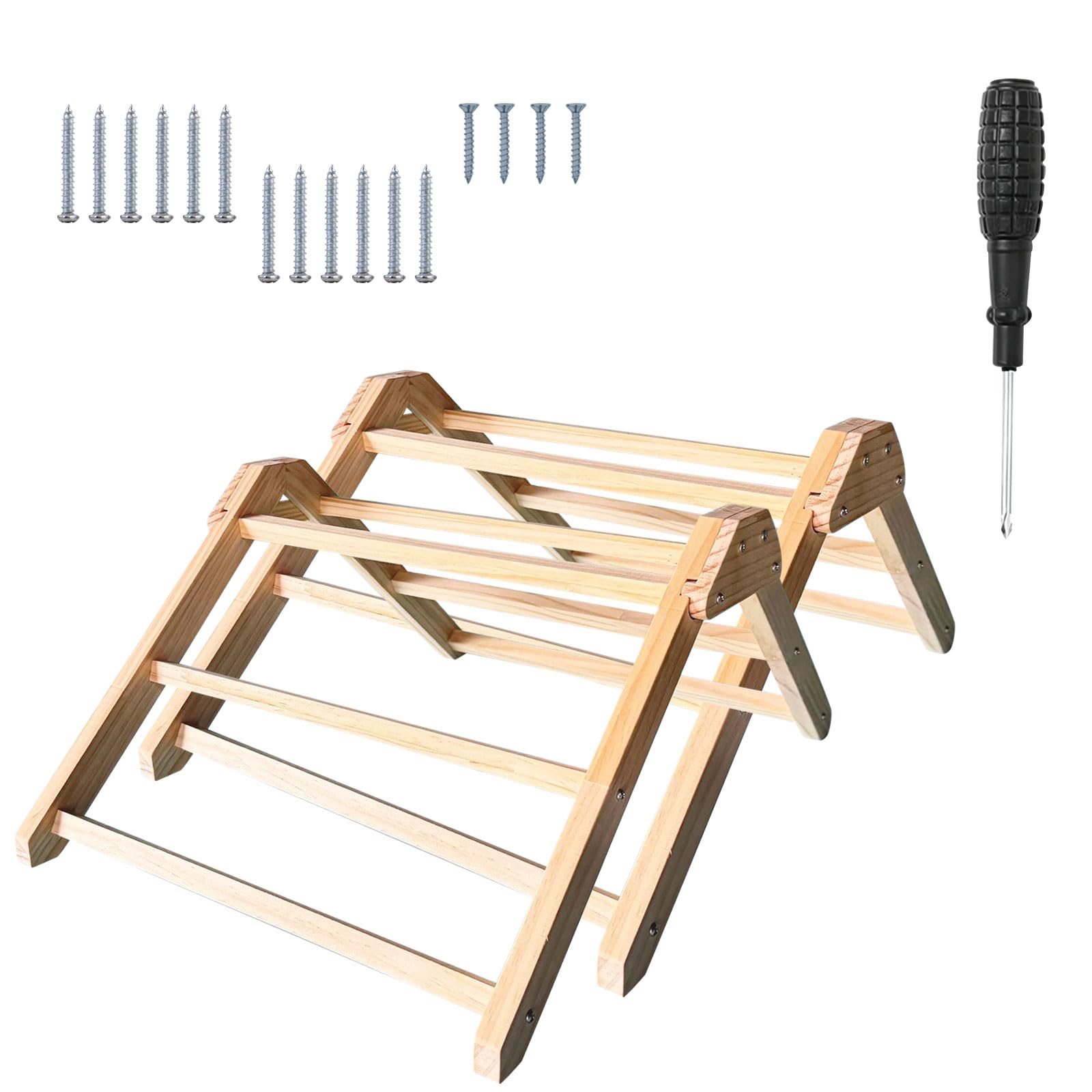 Percha de madera de pino natural para aves de corral con antideslizante, adecuada para pollos, codornices y palomas, configuración simple, soporte antideslizante