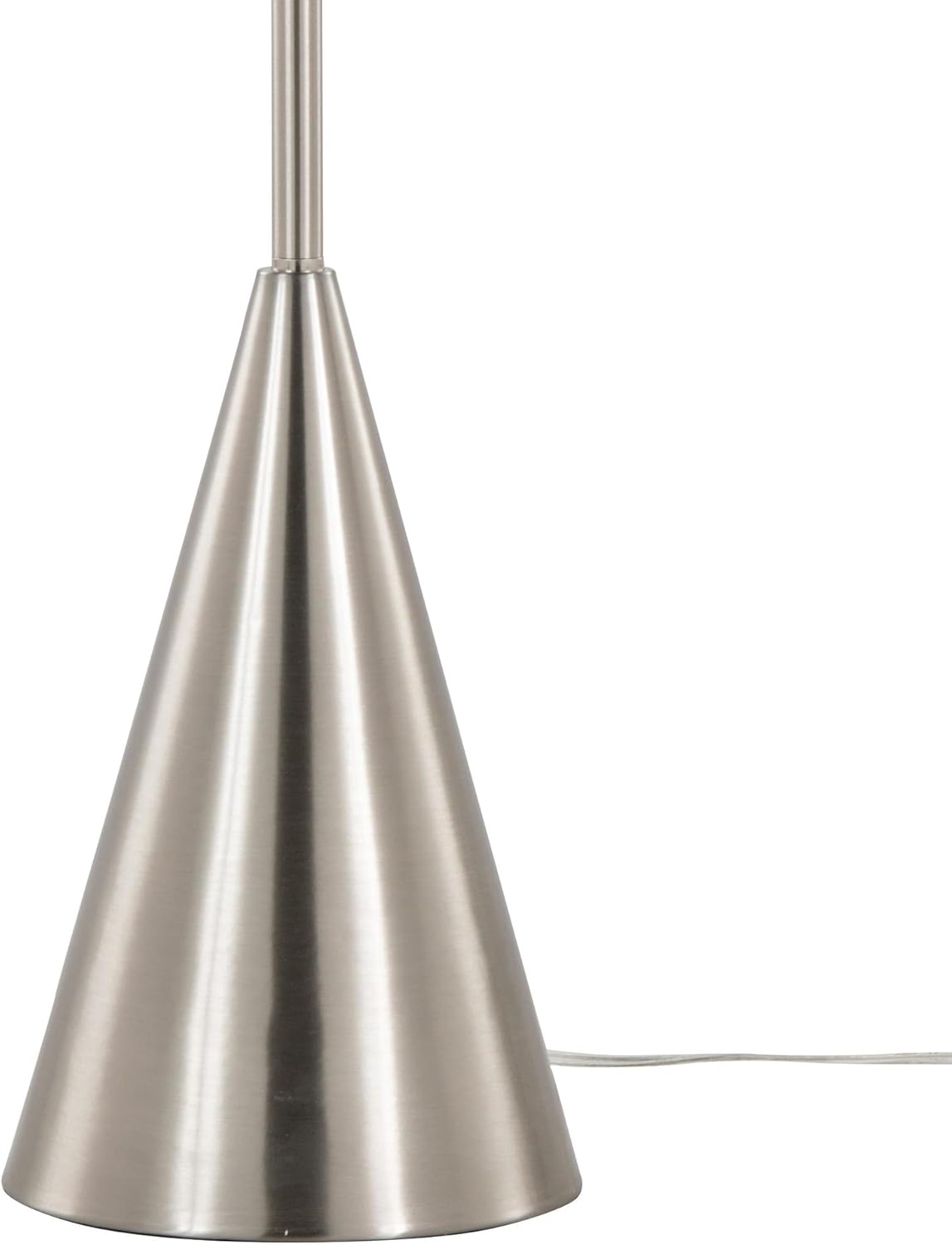 LumiSource Cone 64" Metal Floor Lamp, Living Room, Bedroom, Office, Brushed Nickel, Linen Shade