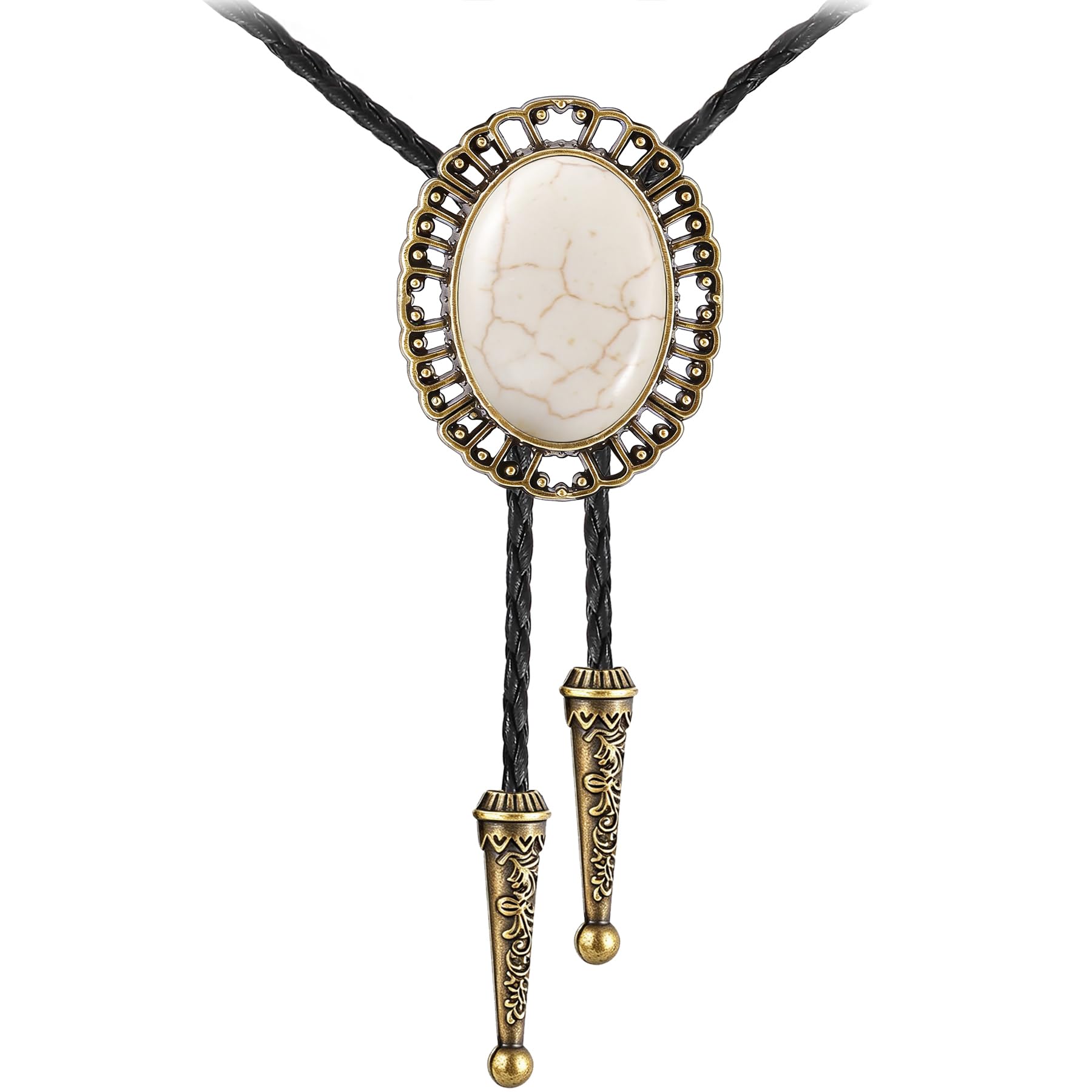 GelConnie Native American Bolo Tie Rodeo Cowboy Leather Necktie Western Necklace Costume Accessories for Men,Women