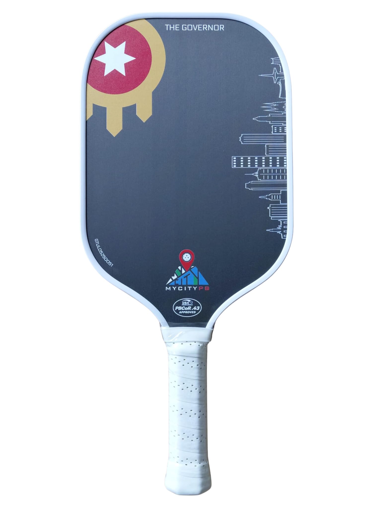 Racchetta da pickleball Governor Tulsa, certificata USAP, 42 x 18 cm, 237-245 g, fibra di carbonio grezza + fibra di vetro, anima a nido d'ape da 10 mm, racchetta Power