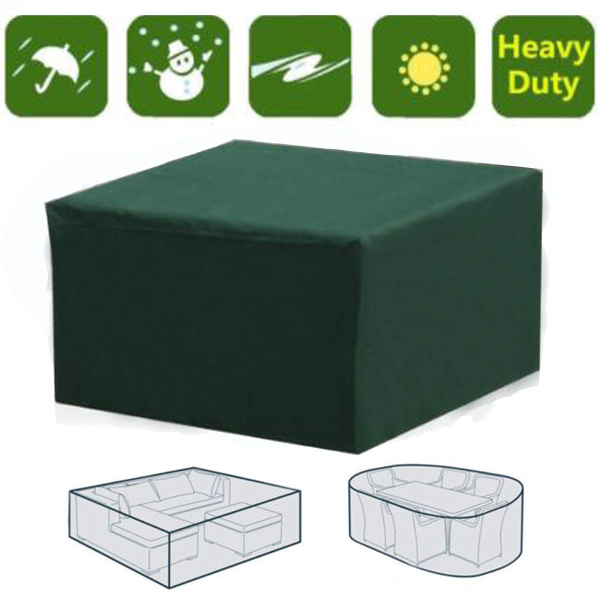 dDanke Rectangular Patio Table Chair Set Cover - Sun Block Waterproof Snowproof Windproof Dustproof Furniture Cover Green (60x41x28 inch)