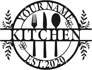 Amazon.com: Personalized Kitchen and Kitchenware Metal Wall Decor ...