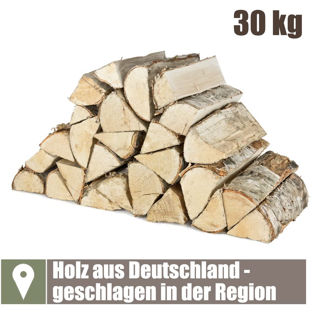 Kingpower Legna da Ardere di Betulla 30 kg Per Stufe, Camini, Braciere e Griglia - 25 cm