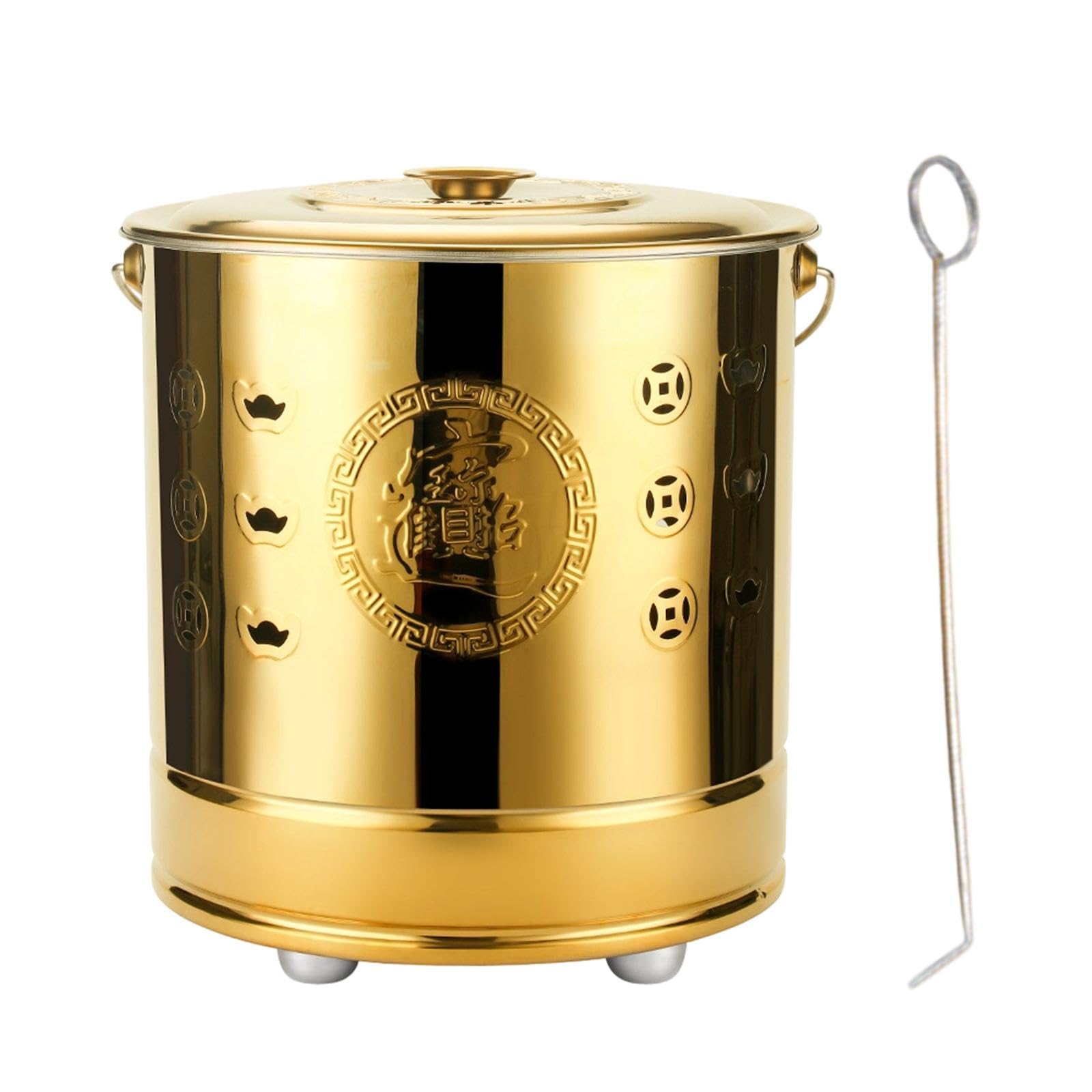 Burning Bucket Portable Handle Versatile Burn Barrel for Paper Outside Trash Gold S | Fire Pits & Chimineas | Outdoor Cooking & Eating | Yard, Garden & Outdoor Living | Home & Garden-picture-22