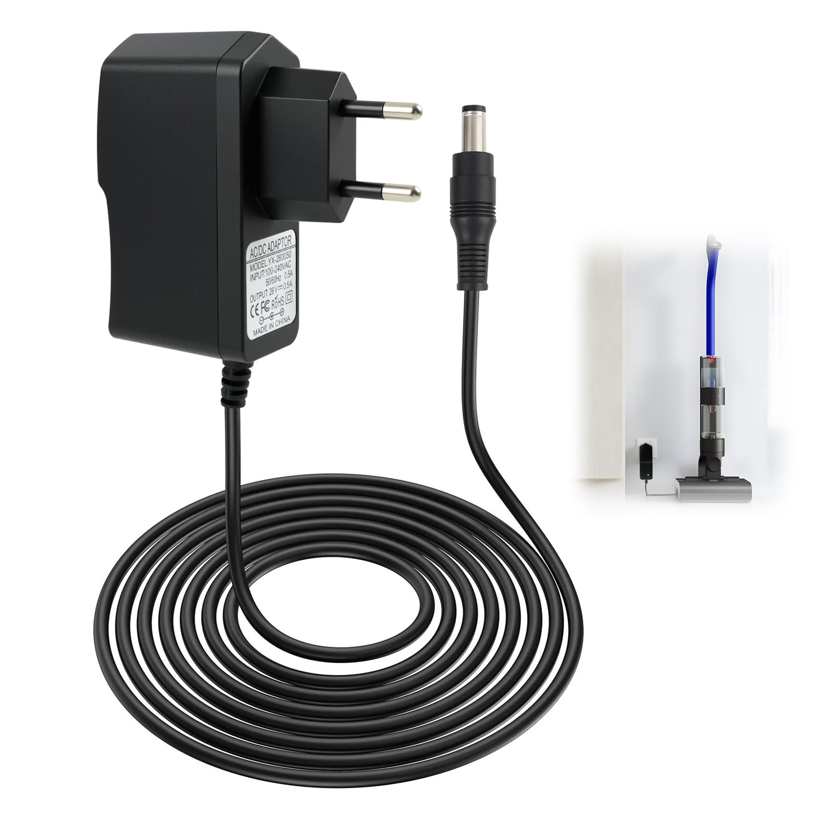 26 V voeding oplader voor Hoover - 1,8 m oplaadkabel voor