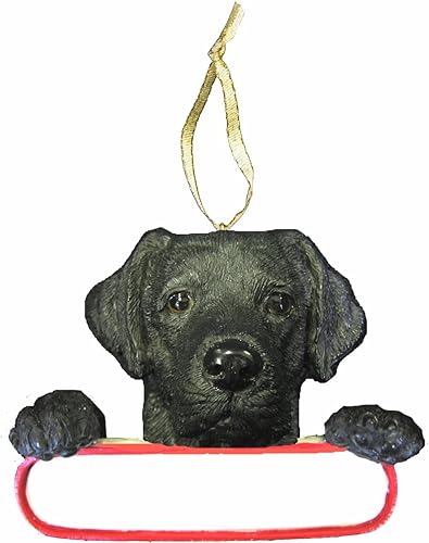 Adorno de labrador negro "Santa's Pals" con placa de nombre personalizada, un gran regalo para los amantes del labrador negro