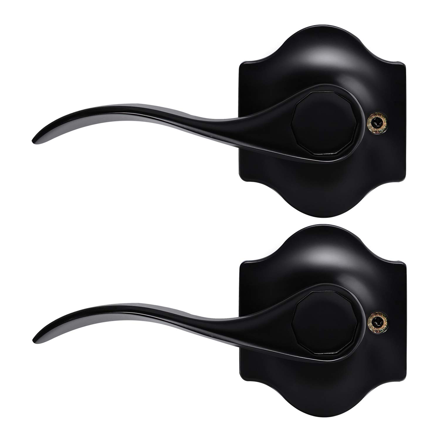 KNOBWELL 1 Pack Matte Black Door Handle Interior Door Lever for Bedroom/ Bathroom with Thumb Turn, Privacy Door Knob Handles(Lock with NO Key