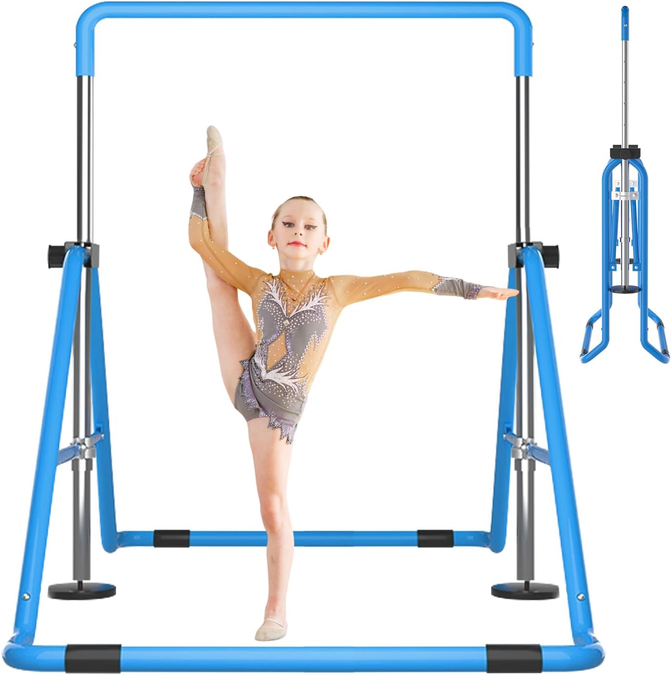 DOBESTS Kids Gymnastics Bar Folding Horizontal Bar, Adjustable Height Gymnastic Horizontal Bars, GymnasticTraining Equipment for Home