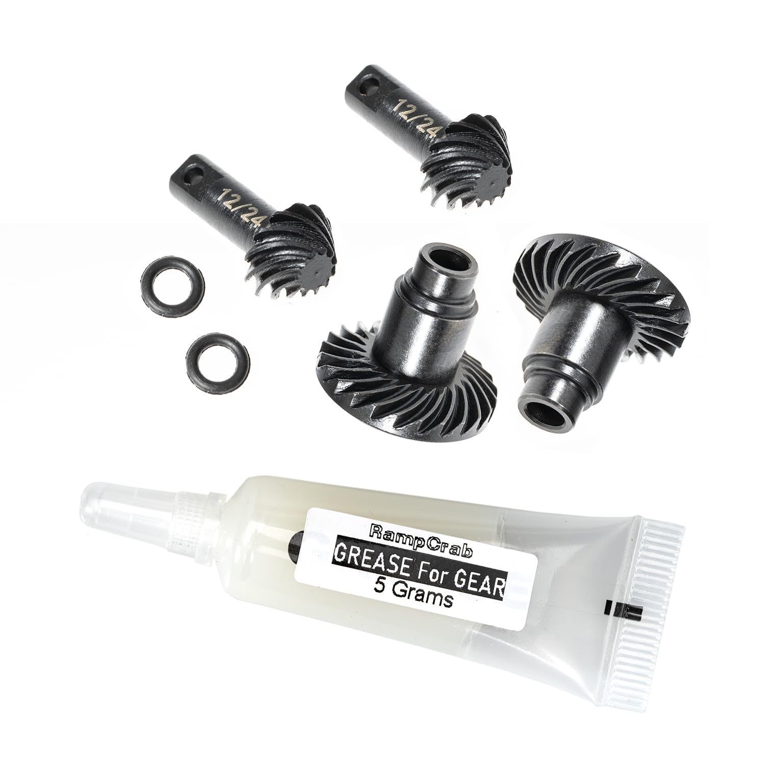 RampCrab Hardened Steel Gear Set (12T/24T) for TRX4M Front & Rear Axles(2 PCS), Upgrades Parts for 1/18 TRX4-M Bronco Defender K10