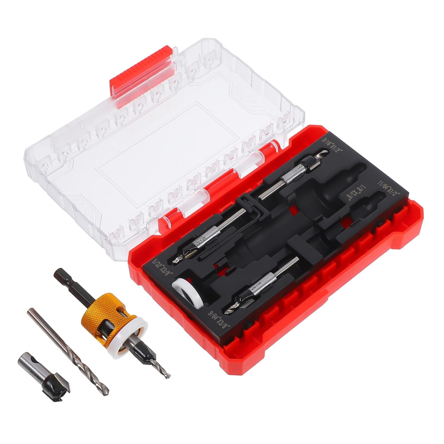 Luxshiny Countersink Drill Bits Set Woodworking Tool Accurate Depth Stop for Fast Drilling