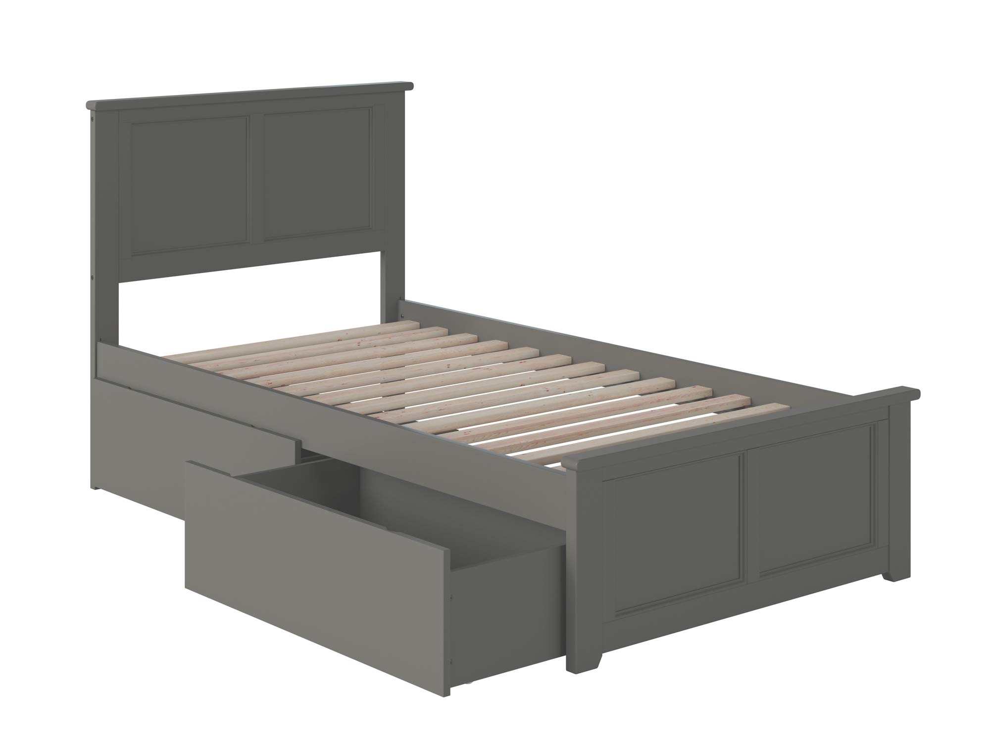 (incomplete)Atlantic Furniture AR8616119 Madison Platform Bed with Matching Foot Board and 2 Urban Bed Drawers, Twin XL, Grey