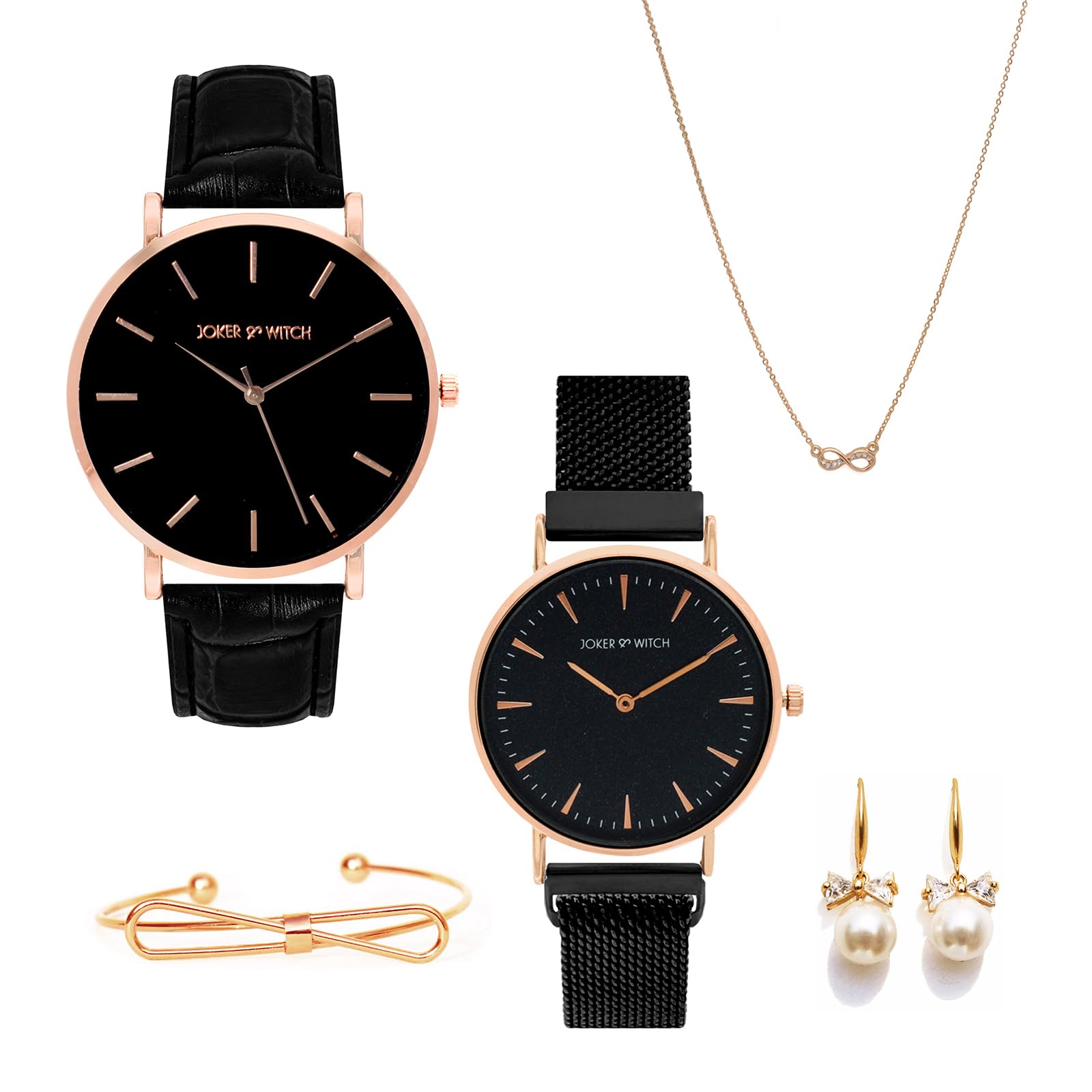 Leather & Stainless Steel Womens Leia Analog Watch & Jewelry Gift Set, Band_Color:Black, Dial_Color:Black-image-13